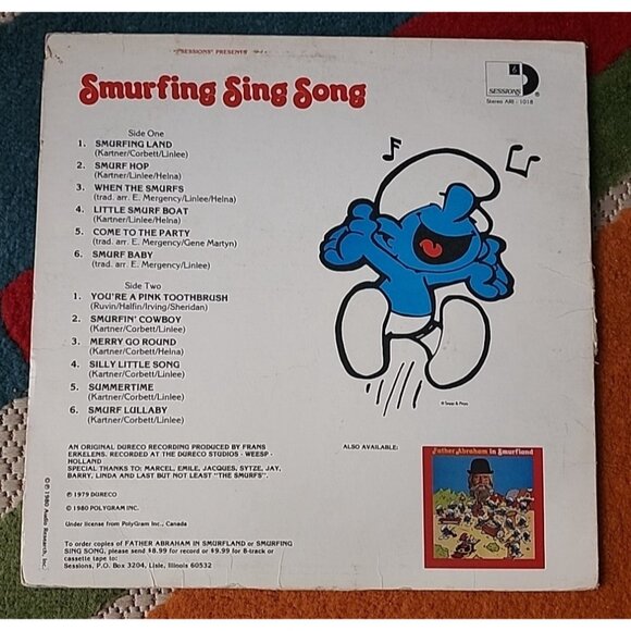 1980 The Smurfs Vintage Record Smurfing Sing Song Vinyl LP - Picture 4 of 8